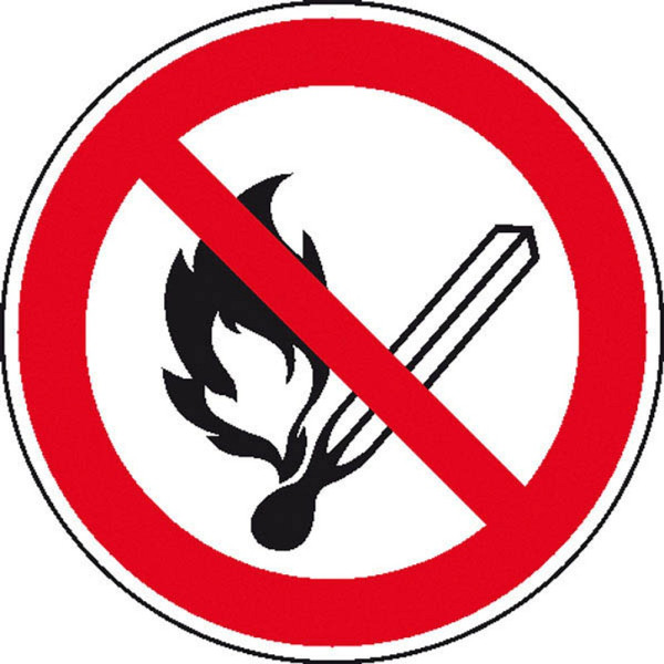 4044589023636 - Verbotsschild Keine offene Flamme Feuer offene Zündquelle und Rauchen verboten Folie ø 200 mm - Safetymarking