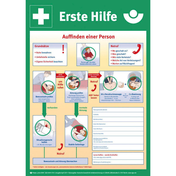 4044589046116 - SafetyMarking 432914 Aushang Anleitung zur Ersten Hilfe bei Unfällen Kunststoff (B x H) 400 mm x 560 mm 1 St 4044589046116 - SafetyMarking 432914 Aushang Anleitung zur Ersten Hilfe bei Unfällen Kunststoff (B x H) 400 mm x 560 mm 1 St