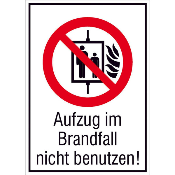 4044589369185 - Verbotsaufkleber Schild AufziBrandfnbenutz 105 cm x 148 cm Aufzug im Brandfall nicht benutzen