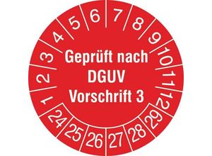 4044589422408 - SafetyMarking 31C210024-29 Prüfplakette Geprüft nach DGUV Vorschrift 3 2024-2029 Rot Weiß Folie selbstklebend (Ø) 2 cm 2 cm 500 St