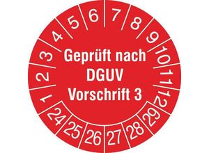 4044589422415 - SafetyMarking 31C210524-29 Prüfplakette Geprüft nach DGUV Vorschrift 3 2024-2029 Rot Weiß Folie selbstklebend (Ø) 3 cm 3 cm 500 St