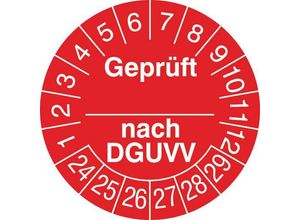 4044589422422 - SafetyMarking 31C212024-29 Prüfplakette Geprüft nach DGUVV 2024-2029 Rot Weiß Folie selbstklebend (Ø) 3 cm 3 cm 500 St