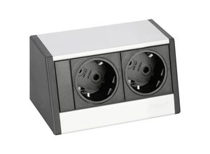 4044657043238 - 1598 0001 5500 Tischsteckdose Schwarz Silber ohne Stecker