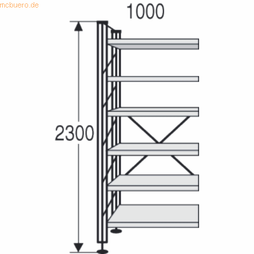 4044917005402 - Bibliotheks-Regal libra Regalfeld BxTxH 100x25x230cm Holzböde