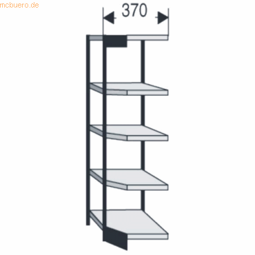 4044917039407 - Büro-Regalsystem ohne Rückwand Regalhöhe 1900 mm Eck-Anbauregal Breite x Tiefe 870 x 500 mm