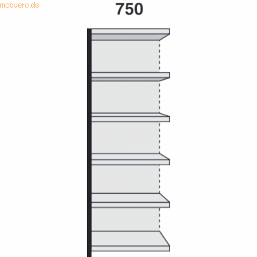 4044917051409 - Magazin-Regal Stora 100 Regalfeld mit Rückwand BxTxH 75x50x22