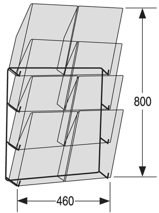 4044917078208 - Wandmagazin Concept BxTxH 46x19x80cm 2x4 Fächer transparent