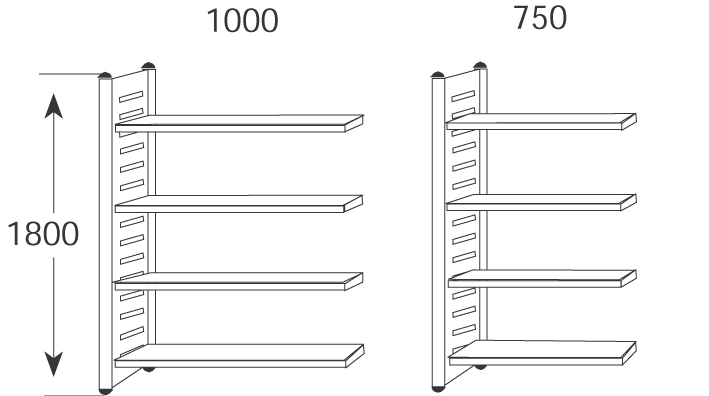 4044917180505 - Design-Regal M2 Regalfeld BXHxT 750x1800x600mm 4 Böden alusil