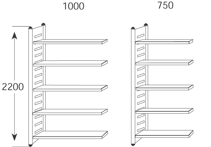 4044917181205 - Design-Regal M2 Regalfeld BXHxT 1000x2200x400mm 5 Böden alusi