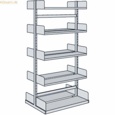 4044917319103 - Variabo Freiarmregal Grundfeld doppelseitig 300 mm Fachtiefe 750 x 2000 mm