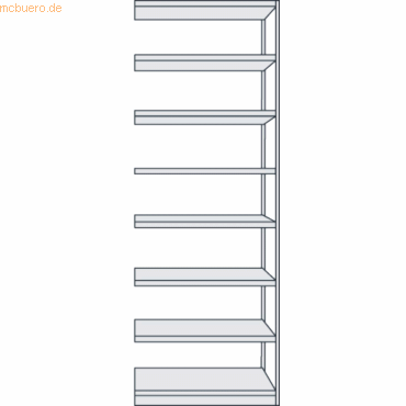 4044917349506 - Büro-Steckregal ohne Rückwand Regalhöhe 2600 mm Anbauregal Breite x Tiefe 760 x 300 mm