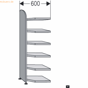 4044917366701 - Büroregal Dante® Eckregalfeld H 2250 x B 600 mm ohne Rückwand lichtgrau