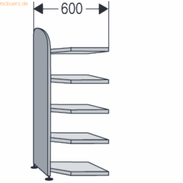 4044917368705 - Büroregal Dante® Eckregalfeld H 1900 x B 600 mm Rückwand lichtgrau