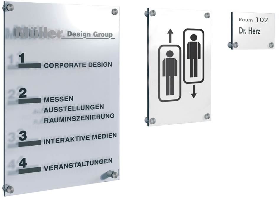 4044917381902 - Hinweisschild Format din A4 BxH 210x297 mm best aus 2 Acrylglasscheiben mit Edelstahlhalterungen