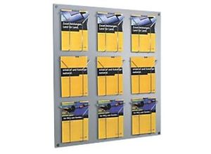 4044917416420 - Wandprospekthalter Fokus alusilber für 9 x A4 4044917416420 Kerkmann