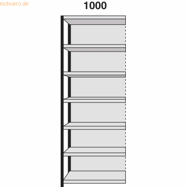 4044917425613 - Regalfeld Stora 100 HxBxT 260x100x40cm 7 Böden mit Rückwand s