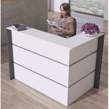 4044917435339 - Eck-Theke Faro melaminharzbeschichtet ABS-Kanten B 1500 x T 950 x H 1080 mm weiß