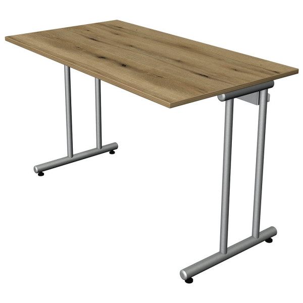 4044917441071 - Schreibtisch Smart office 11187955 65-130cm (H) 120x65cm (BxT) rechteckig eiche   silber 4044917441071 Kerkmann