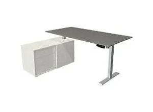 4044917441620 - Move 1 L-Förmig Elektronisch Höhenverstellbarer Sitz-Stehschreibtisch Melamin Stahl Graphit Silber 1650 x 1350 x 1230 mm