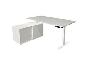 4044917441644 - Move 1 L-Förmig Elektronisch Höhenverstellbarer Sitz-Stehschreibtisch Melamin Stahl Hellgrau Weiß 1650 x 1350 x 1230 mm