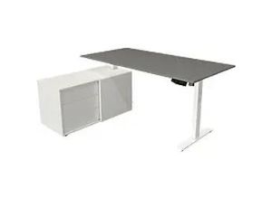 4044917441668 - Move 1 L-Förmig Elektronisch Höhenverstellbarer Sitz-Stehschreibtisch Melamin Stahl Graphit Weiß 1650 x 1350 x 1230 mm