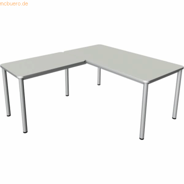 4044917444164 - Prime Schreibtisch lichtgrau L-Form 6-Fuß-Gestell silber 1600 x 1800 cm