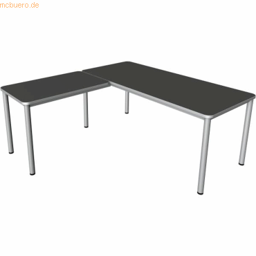 4044917444201 - Prime Schreibtisch anthrazit L-Form 6-Fuß-Gestell silber 1800 x 1800 cm