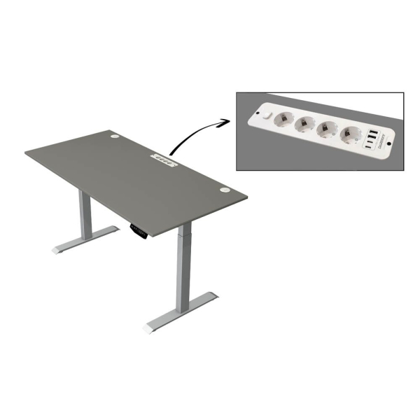 4044917451247 - Move 1 plus elektrisch höhenverstellbarer Schreibtisch grafit rechteckig T-Fuß-Gestell grau 1600 x 800 cm 4044917451247 Kerkm