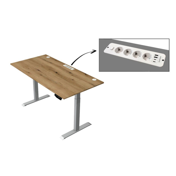 4044917451261 - Move 1 plus elektrisch höhenverstellbarer Schreibtisch asteiche rechteckig T-Fuß-Gestell grau 1600 x 800 cm 4044917451261 Ker