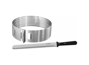 4044935077047 - Tortenboden-Schneidhilfe-Set mit Konditor- bzw Glasurmesser patisserie Profi-Tortenmesser zum Schneiden für Schicht-Torten Torten-Zubehör aus