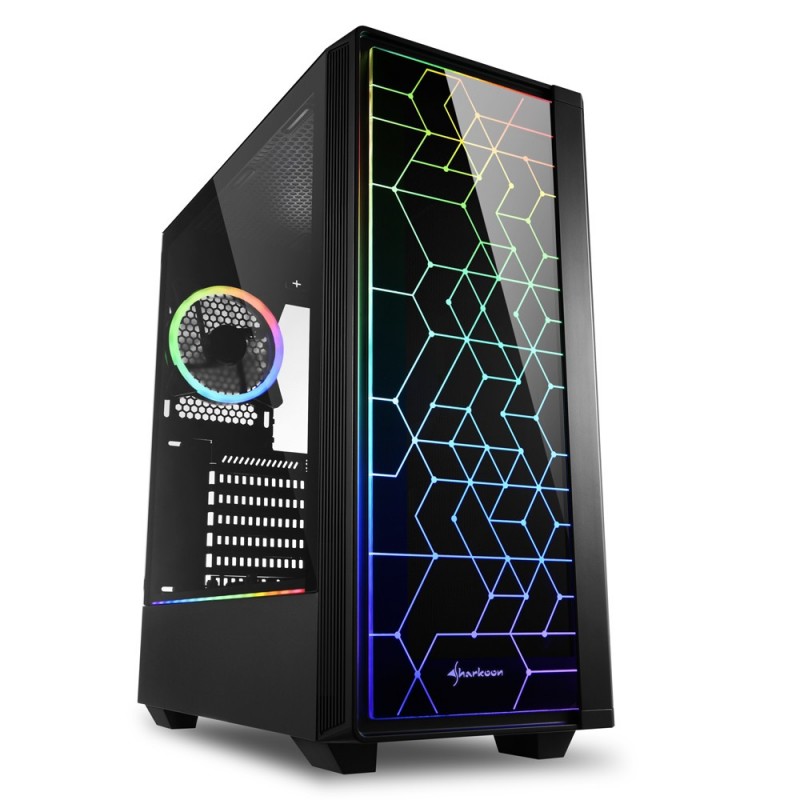 4044951028153 - Computergehäuse RGB LIT 100 Midi Tower Gehärtetes Glas Schwarz