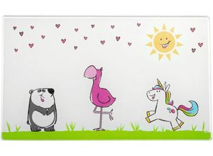 4045037392014 - LEONARDO Schneidebrett BAMBINI Glas (Set 4-St) Glas Flamingo Einhorn Panda bunt