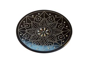 4045173340504 - Räucherstäbchenhalter Mandala Black Stone graviert 8 cm