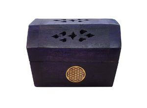 4045173992031 - Räucherkegelhalter India Truhe Blume des Lebens Holz violett 9 x 6 cm 4045173992031 - Räucherkegelhalter India Truhe Blume des Lebens Holz violett 9 x 6 cm