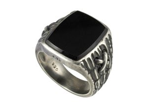 4045228358782 - Fingerring CAÏ 925 - Sterling Silber matt oxidiert Onyx Fingerringe Gr 060 (191) Silber 925 (Sterlingsilber) silberfarben (silbergrau schwarz) Herren Fingerringe