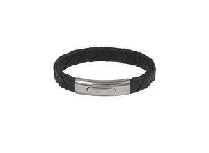 4045228479388 - Armband Schmuck Geschenk Armkette Armschmuck Silber 925 Armbänder Gr 19 Leder-Silber 925 (Sterlingsilber) silberfarben (silberfarben schwarz) Herren Hochzeitsmode zu Anzug Hemd Jeans Sneaker Anlass Geburtstag Weihnachten