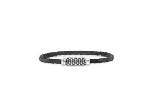 4045228608368 - Armband Schmuck Geschenk Armkette Armschmuck Silber 925 Armbänder Gr 21 Leder-Silber 925 (Sterlingsilber) silberfarben (silberfarben schwarz) Herren Hochzeitsmode