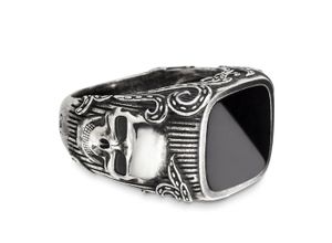 4045228867802 - Fingerring CAÏ 925 - Sterling Silber Onyx schwarz Fingerringe Gr 058 (185) 35 ct Silber 925 (Sterlingsilber) silberfarben (silbergrau schwarz) Herren Fingerringe