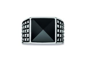 4045228895584 - Fingerring CAÏ 925 - Sterling Silber rhodiniert poliert Onyx Fingerringe Gr 058 (185) 45 ct Silber 925 (Sterlingsilber) weiß (weiß schwarz) Herren Fingerringe