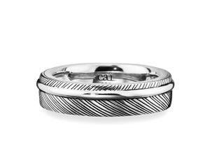 4045228905986 - Fingerring CAÏ 925 Sterling Silber rhodiniert Feder Fingerringe Gr 062 (197) Silber 925 (Sterlingsilber) silberfarben (silbergrau) Herren Fingerringe