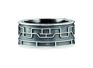 4045228908413 - Fingerring CAÏ 925 - Sterling Silber oxidiert Linien Japan Fingerringe Gr 058 (185) Silber 925 (Sterlingsilber) silberfarben (silbergrau) Herren Fingerringe