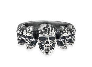 4045228921023 - Fingerring CAÏ 925 - Sterling Silber matt oxidiert Totenkopf Fingerringe Gr 058 (185) Silber 925 (Sterlingsilber) weiß Herren Fingerringe