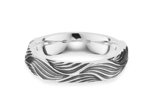 4045228953826 - Fingerring CAÏ 925 - Sterling Silber rhodiniert Wellen Fingerringe Gr 058 (185) Silber 925 (Sterlingsilber) weiß Herren Fingerringe