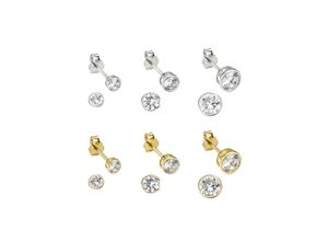 4045228981508 - Ohrstecker-Set BRUNO BANANI Mulitpack Schmuck Geschenk Silber 925 Ohrschmuckset + Gold Ohrringe Gr Silber 925 (Sterlingsilber) goldfarben (silberfarben gelbgoldfarben weiß kristallweiß) Damen mit Zirkonia (synth)