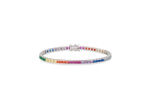 4045228995901 - Armband BRUNO BANANI Schmuck Geschenk Silber 925 Armschmuck Tennisarmband Regenbogen Armbänder Gr 19 Silber 925 (Sterlingsilber) bunt (silberfarben blau lila pink orange gelb grün hellblau hellblau) Damen Armbänder Silber mit Zirkonia (synth)