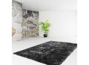 4045347233687 - Hochflor-Teppich KAYOOM Diamond 700 Teppiche Gr B L 200 cm x 290 cm 45 mm 1 St grau (anthrazit) Esszimmerteppiche weiche Microfaser Langflor Shaggy Melange Wohnzimmer