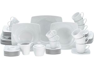 4045486131363 - Kombiservice CREATABLE Geschirr-Set Celebration Geschirr-Sets Gr 50 tlg weiß Geschirr-Sets für 6 Personen Service weiß außergewöhnliche Geometrie 50 Teile