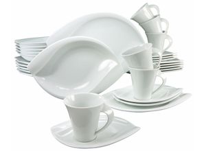 4045486147425 - Kombiservice CREATABLE Geschirr-Set ACACIA Geschirr-Sets Gr 30 tlg weiß Geschirr-Sets für 6 Personen Service weiß extravagantes Form 30 Teile