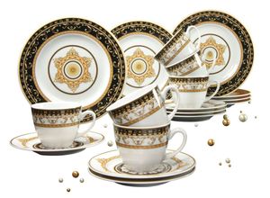 4045486150852 - Kaffeeservice CREATABLE Geschirr-Set Majestosa Geschirr-Sets Gr 18 tlg bunt (weiß bunt) Service Dekor schwarz abgesetzt 18 Teile für 6 Personen