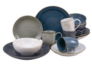 4045486162534 - Kombiservice CREATABLE Geschirr-Set NATURE COLLECTION Nordic Style Geschirr-Sets Gr 16 tlg blau (naturweiß taupe jeansblau anthrazit) Geschirr-Sets für 4 Personen Service handwerklicher Look 16 Teile